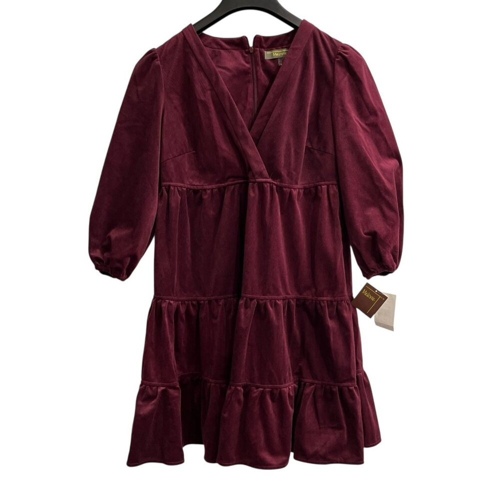 Melonie Dress Purple Corduroy Baby Doll Mini Tiered Size 12 Preppy Academia